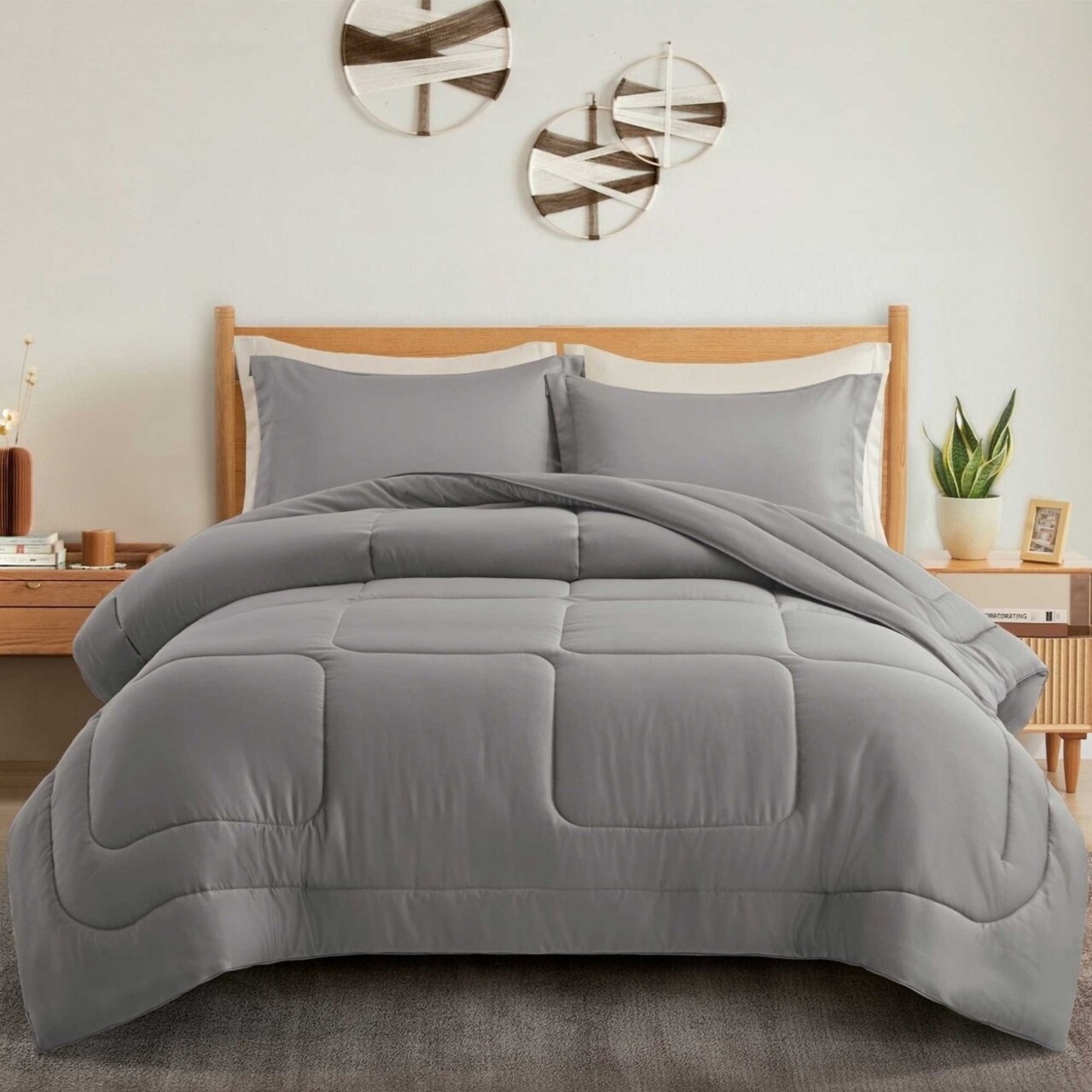All Season Satin Down Alternative Comforter Set With Pillow Shams Twin Full Queen King